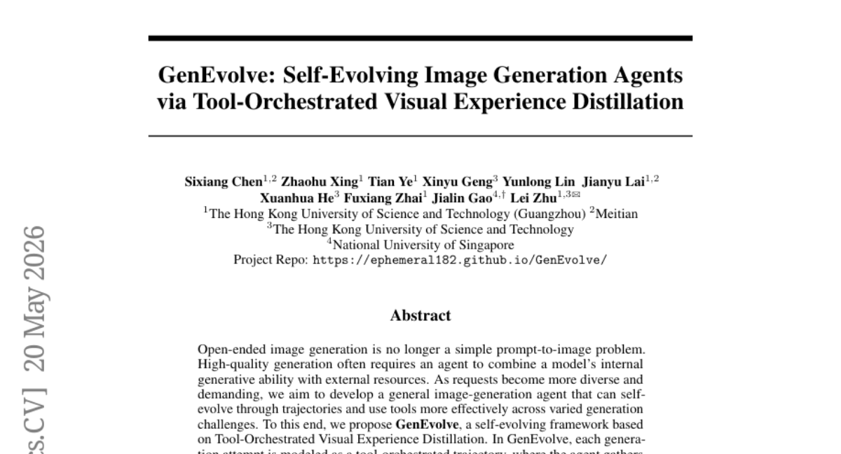GenEvolve: Self-Evolving Image Generation Agents via Tool-Orchestrated Visual Experience Distillation thumbnail